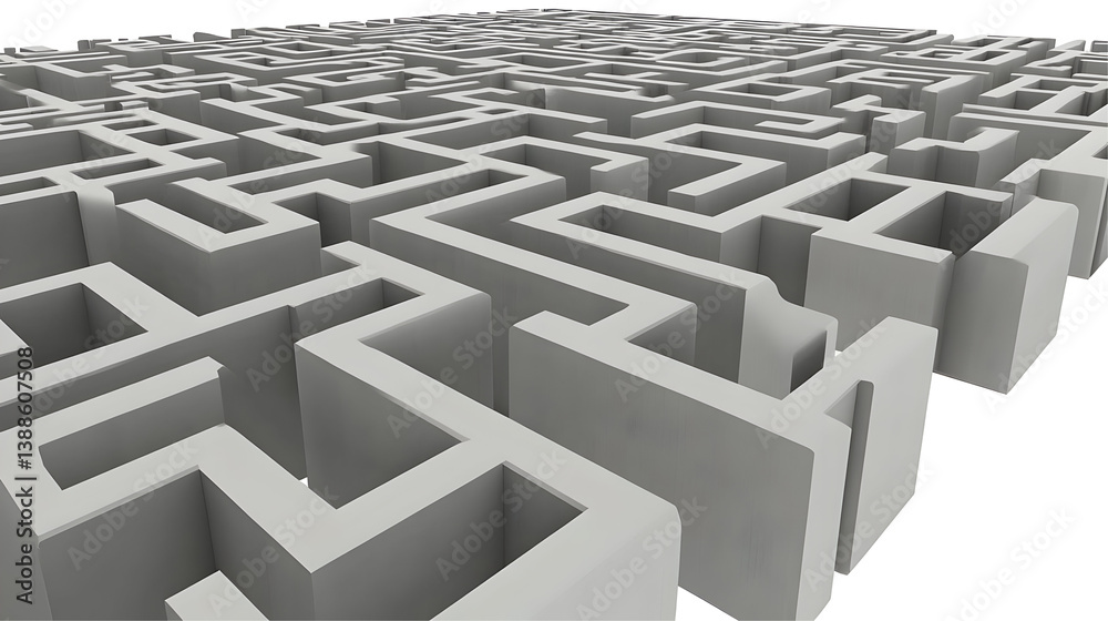 3D Abstract Maze Illustration On Isolated Black Background For Complex Design 3D Abstract Maze Illustration On Isolated Black Background For Complex Design