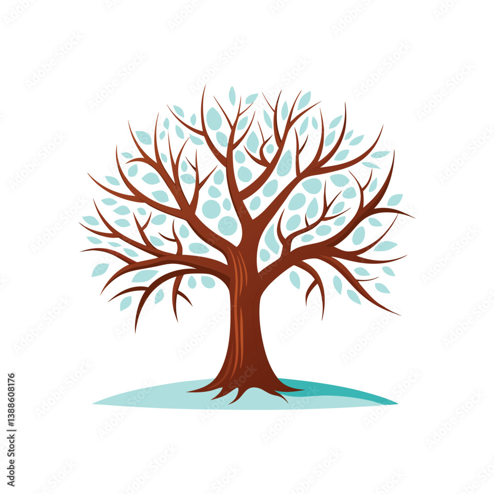 Fototapeta premium old oak tree without leaves isolated illustration, without leaves , dead old tree, tree with branches without leaves