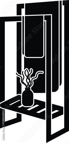 Towel rack vector outline