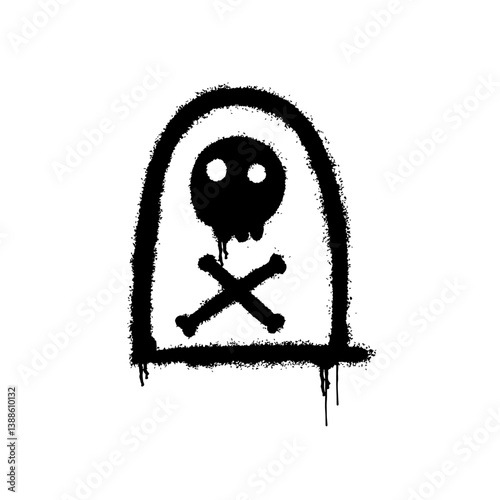 Gravestone symbol sprayed using graffiti art