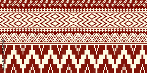 Seamless ethnic pattern made of geometric shapes design for all types of textiles and printing, fabric, clothing, embroidery, bohemian style, carpet.	