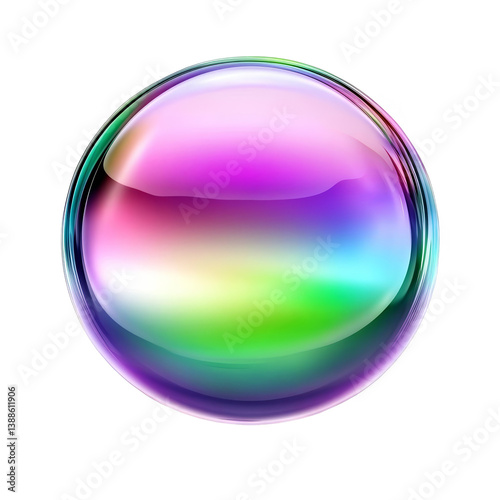 3D Glossy Sphere Illustration With Rainbow Colors And Transparent Background