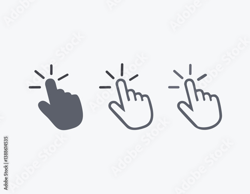 Mouse click cursor set. Hand Cursor. Click the icon. Mouse pointer set. Arrow cursor. I