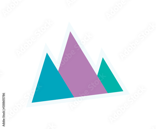 Brutalist abstract triangle shape sticker. Minimal flat icon form with geometric elements. Contemporary brutalism, Y2K aesthetic, potential for modern graphic design applications.