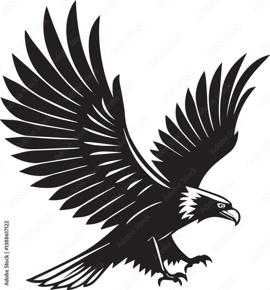 Obraz premium Eagle silhoette vector icon design with white background