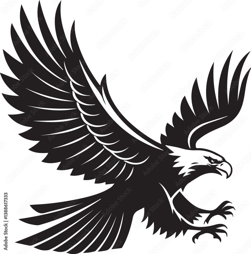Obraz premium Eagle silhoette vector icon design with white background