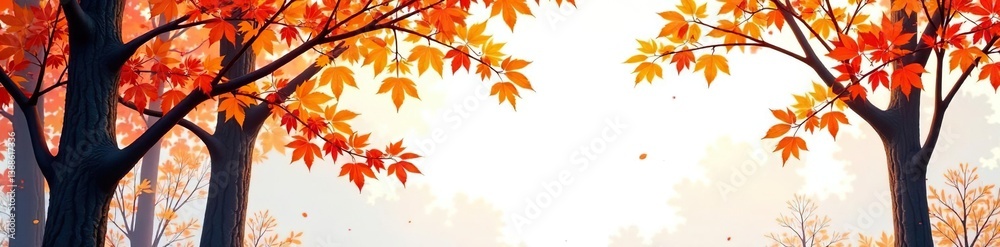 Forest branches on white background in autumn, forest, fall, nature Forest branches on white background in autumn, forest, fall, nature