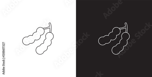 Tamarind vegetable line icon. Tamarind vector illustration icon. Collection of icons with editable strokes in transparent and black background.
