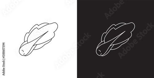 Lettuce vegetable line icon. Vegetable vector illustration icon. Collection of icons with editable strokes in transparent and black background.
