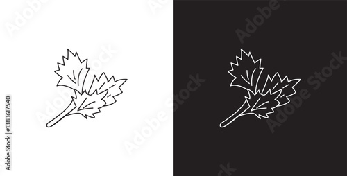 Celery leaf vegetable line icon. Vegetable vector illustration icon. Collection of icons with editable strokes in transparent and black background.