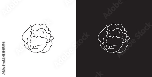 Cabbage vegetable line icon. Vegetable vector illustration icon. Collection of icons with editable strokes in transparent and black background.