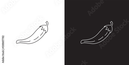 Vegetable onion chili line icon. Vegetable vector illustration icon. Collection of icons with editable strokes in transparent and black background.