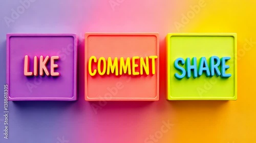 Colorful Like Comment Share Social Media Graphic