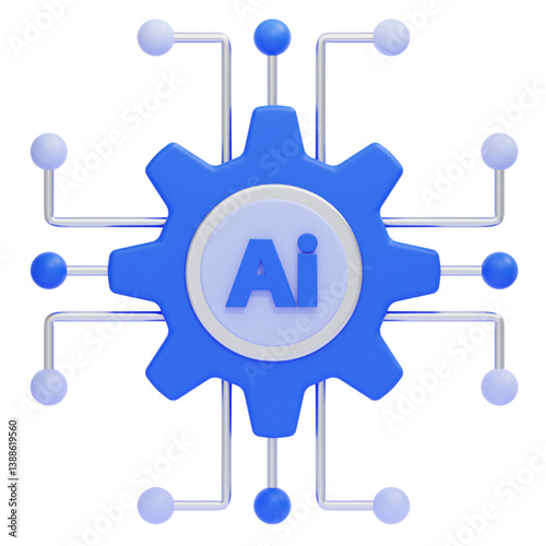 PNG 3D ai configuration Icon Isolated on a White Background
