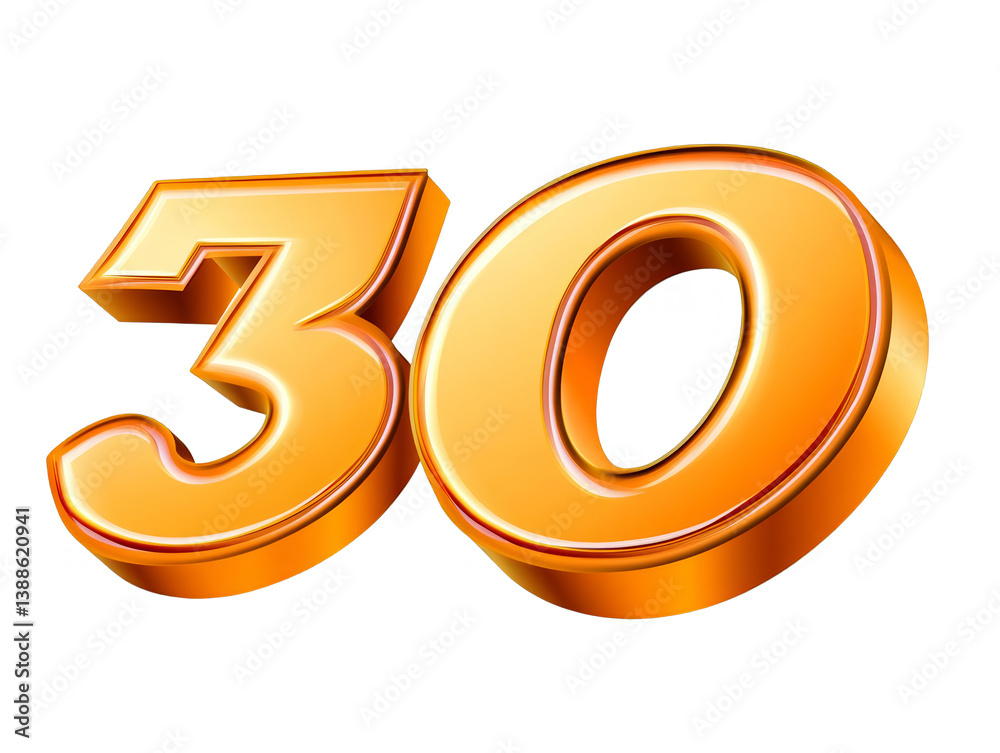 3D Rendered Number 30 Gold Isolated on Transparent Background Illustration 3D Rendered Number 30 Gold Isolated on Transparent Background Illustration