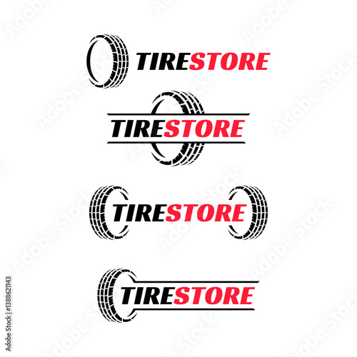 Set of Premium Tire Shop Logo Vector. Automotive, Wheel, Tyre Repair Design