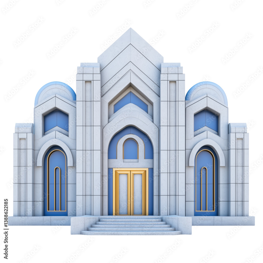 Obraz premium White and Blue Geometric Structure with Gold Access Points