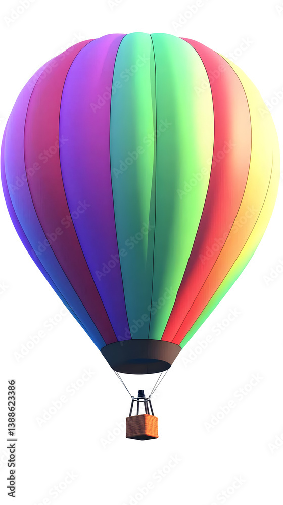 Fototapeta premium A 3D Rendered Colorful Hot Air Balloon Against Transparent Background