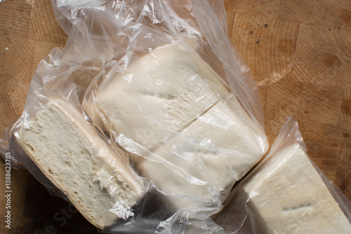 Overhead view of hardtack bread, top view of nigerian hardtack also known as kpo kpo madiga