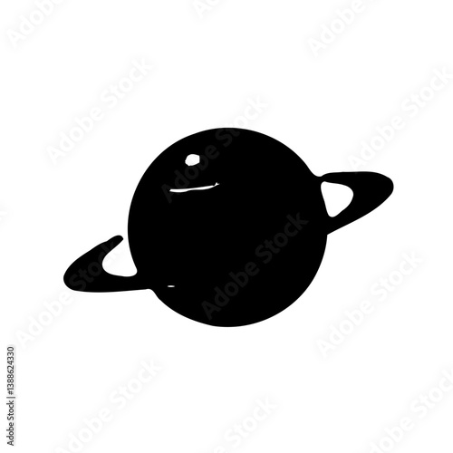 Stylized Planetary Body with Ring System Graphic
