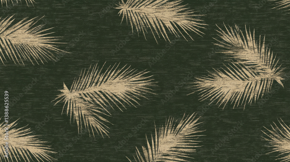 Dark green background with seamless pattern of leaves Dark green background with seamless pattern of leaves