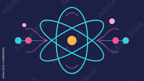 Quantum Entanglement Visualization Display two atoms connected by wavy lines with energy waves flowing between them representing the nonlocal properties of entangled particles.