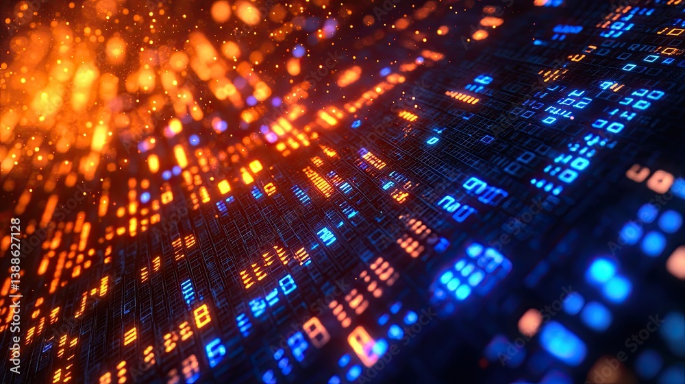 Abstract digital rendering showing complex data processing and communication Abstract digital rendering showing complex data processing and communication