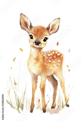 Adorable illustration of a baby deer with spots standing gracefully