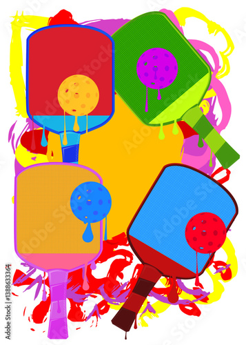 Pickleball graffiti. Abstract modern street art decoration performed in urban painting style.