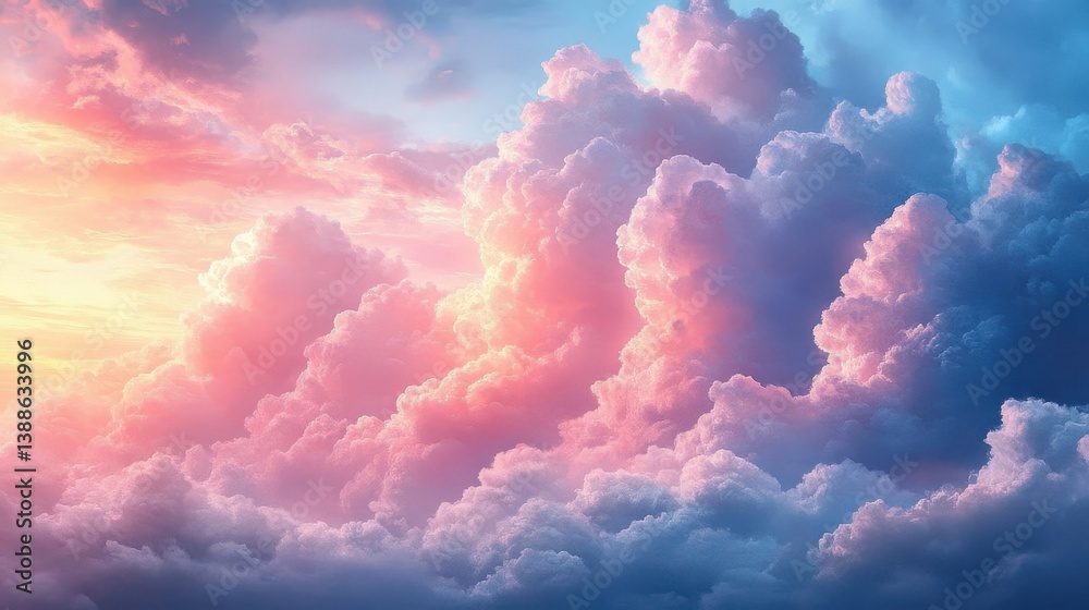 Vibrant Pink And Blue Cloudscape With Golden Light Across The Horizon Vibrant Pink And Blue Cloudscape With Golden Light Across The Horizon