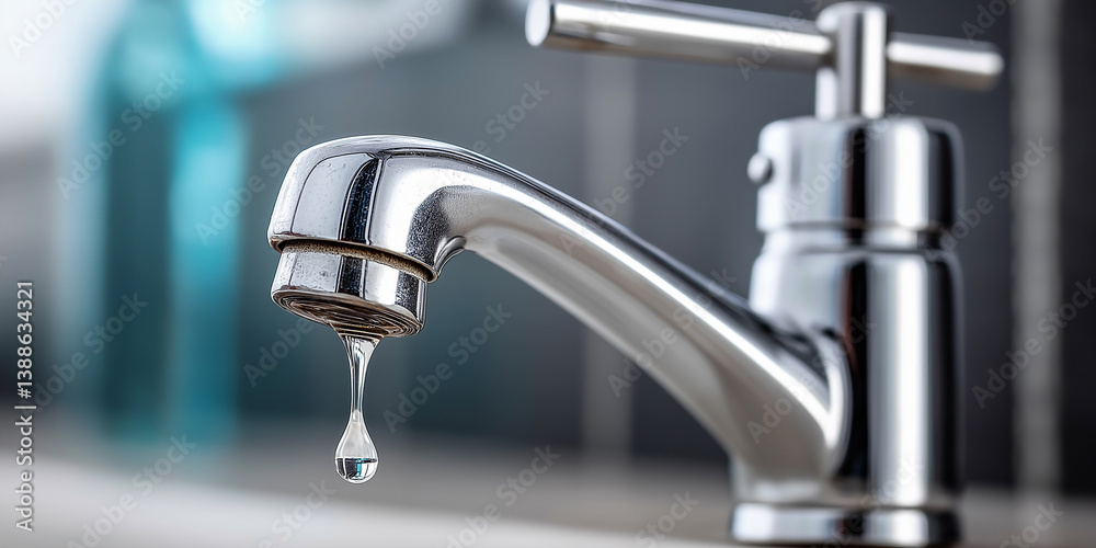 Dripping faucet symbolizing water waste and conservation issues Dripping faucet symbolizing water waste and conservation issues