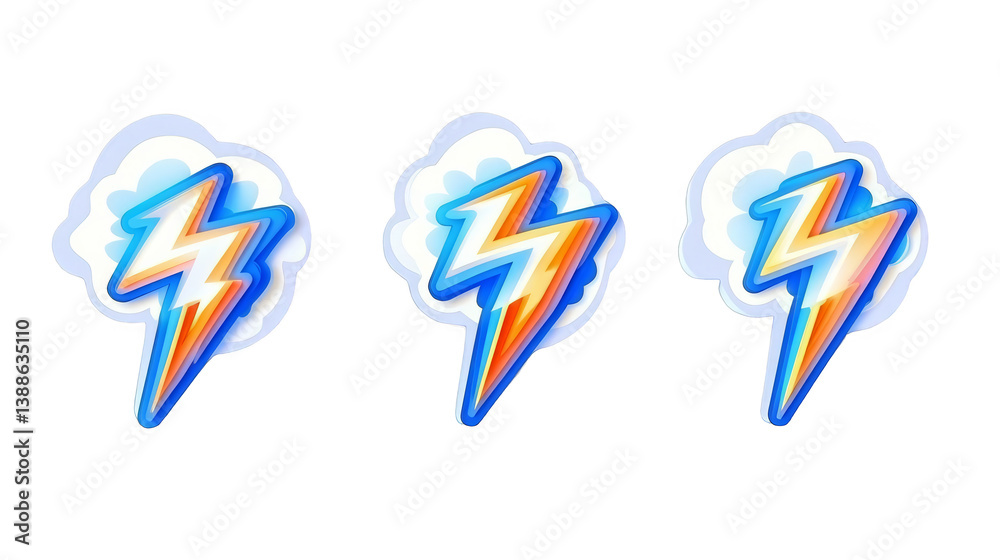 Obraz premium Abstract Illustration of Lightning Bolt on White Cloud with Transparent Background