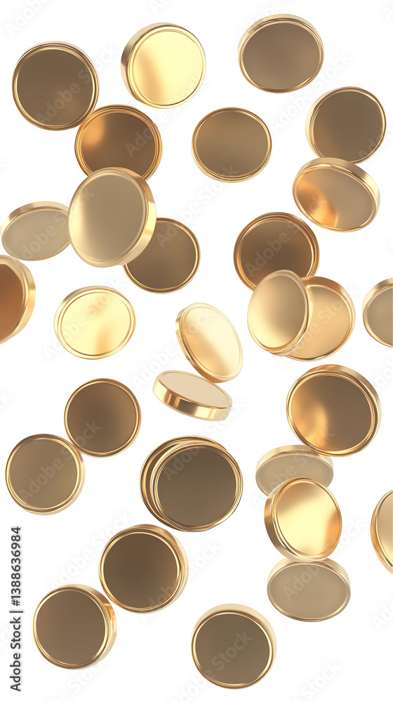 Obraz premium Abstract Gold Coins Illustration On Isolated Transparent Background