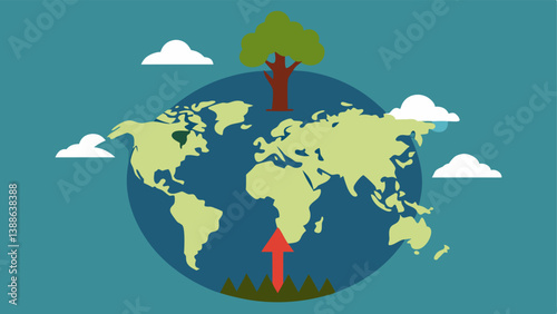 Fading Forests Map A world map with areas shaded to represent deforestation using icons of trees disappearing with arrows pointing to urban centers suggesting the global