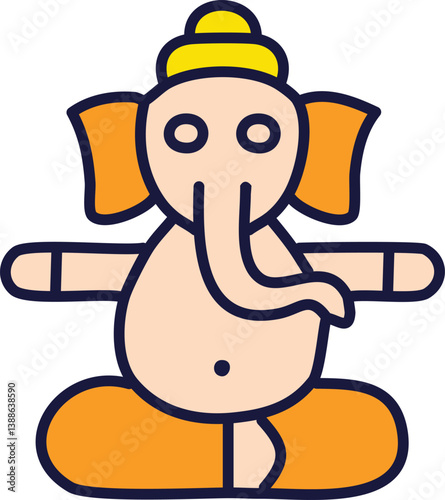 Oil painting artistic image of ganesha idol in his iconic pose