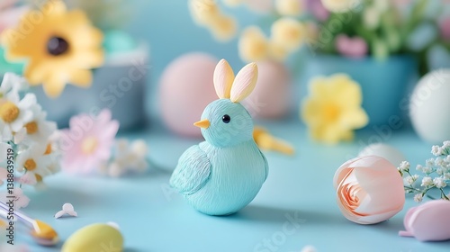 Wallpaper Mural Pastel workspace vibe enhanced with handmade spring decorations by office worker Torontodigital.ca