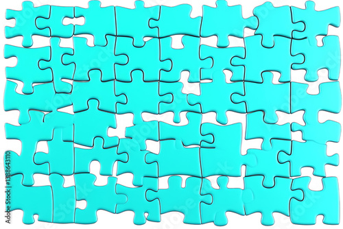 Abstract Teal Puzzle Pieces Arranged On Transparent Background