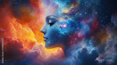 Wallpaper Mural Cosmic Serene: A Celestial Portrait of Inner Peace Torontodigital.ca