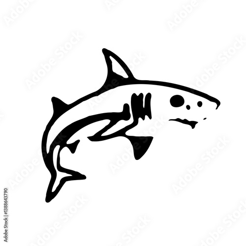 Monochrome Shark Silhouette Against White Canvas