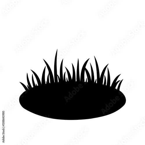 Black grass silhouette isolated on white background
