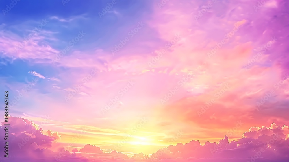 Obraz premium A Beautiful Sky Displays Wonderful Colors And Fluffy Clouds