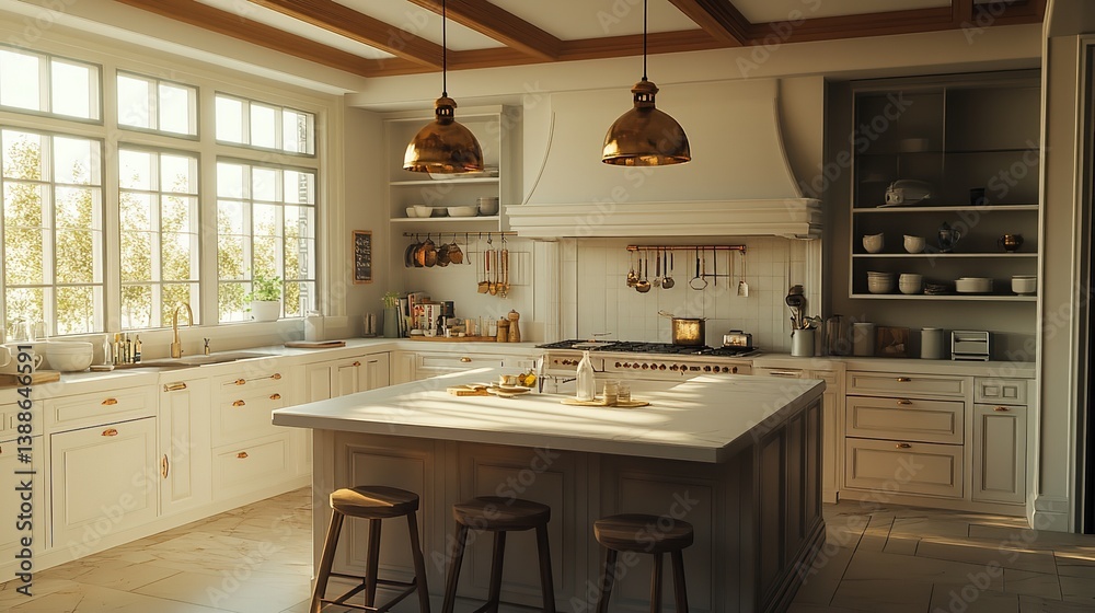 Fototapeta premium Kitchen with a mix of old and new elements, blending styles seamlessly