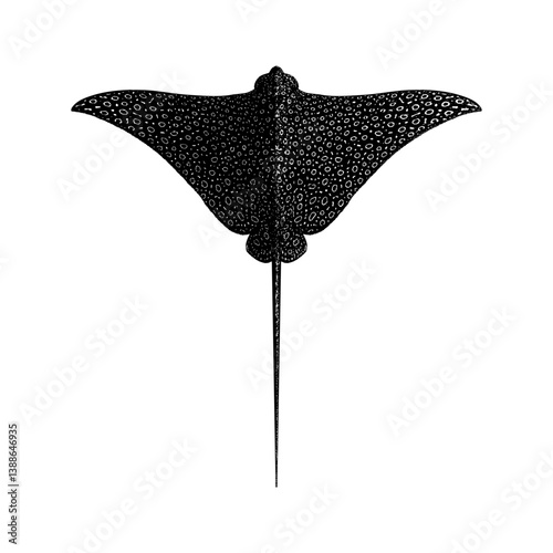 Spotted Eagle Ray hand drawing vector isolated on background.