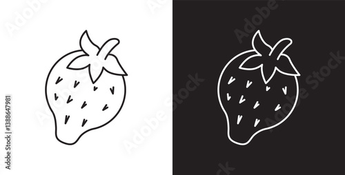 Fruit icon. Line icon of strawberry fruit. Fruits vector illustration icon. Icon set editable stroke in transparent and black background.