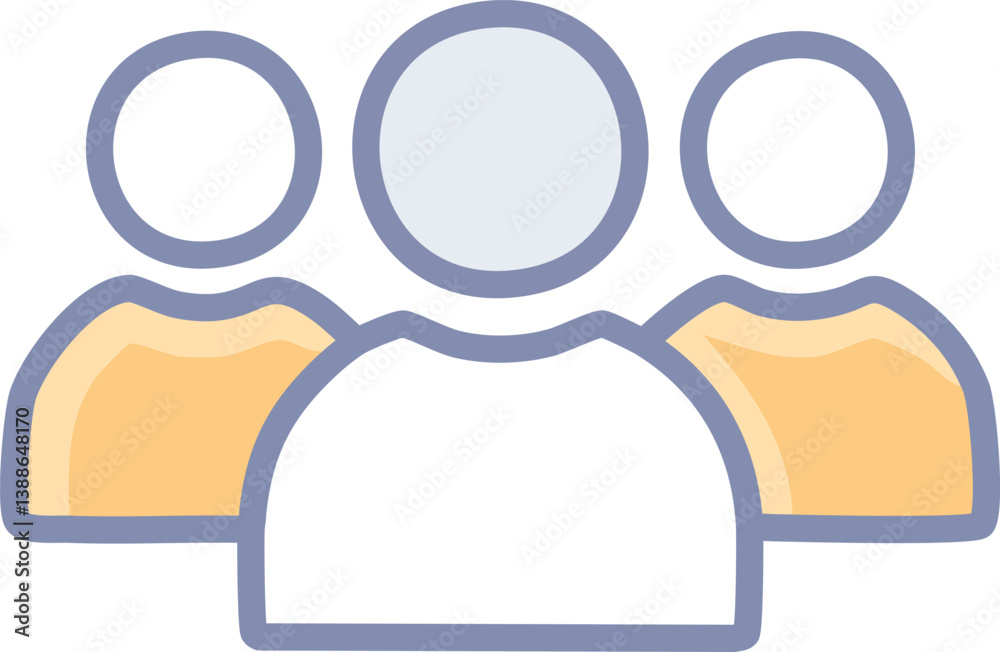 Three persons - social network users, vector, icon, sticker Three persons - social network users, vector, icon, sticker