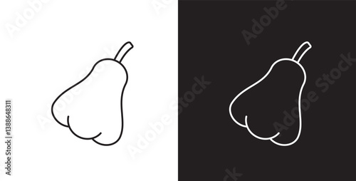 Fruit icon. Line icon of guava fruit. Fruits vector illustration icon. Icon set editable stroke in transparent and black background.