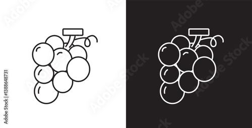 Fruit icon. Line icon of grapes. Fruits vector illustration icon. Icon set editable stroke in transparent and black background.