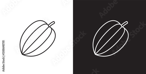 Fruit icon. Line icon of star fruit. Fruits vector illustration icon. Icon set editable stroke in transparent and black background.