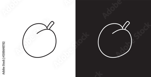 Fruit icon. Line icon of plum fruit. Fruits vector illustration icon. Icon set editable stroke in transparent and black background.