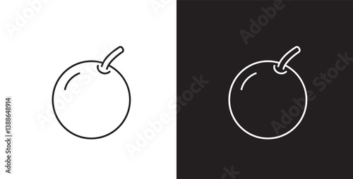 Fruit icons. Cherry fruit line icon. Fruit vector illustration icon. Collection of icons with editable strokes in transparent and black background.